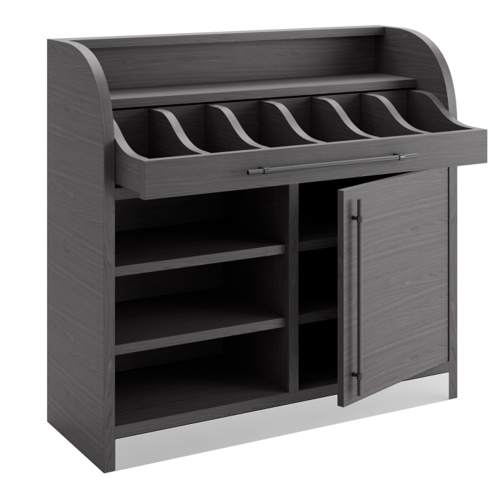 LEA | Besteckschrank | B:H 110 x 105 cm | Wenge | 1xTür + 4xBöden | Soft-Close