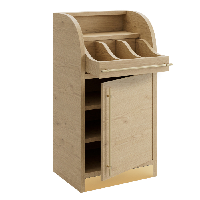 LEA | Besteckschrank | B:H 55 x 105 cm | Eiche | 1xTür + 2xBöden | Soft-Close