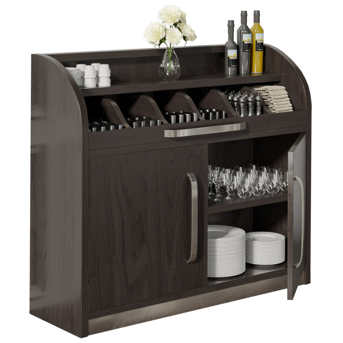 LEA | Besteckschrank | B110cm x H105 | Wenge-Schwarz | 2xTür + 2xBöden