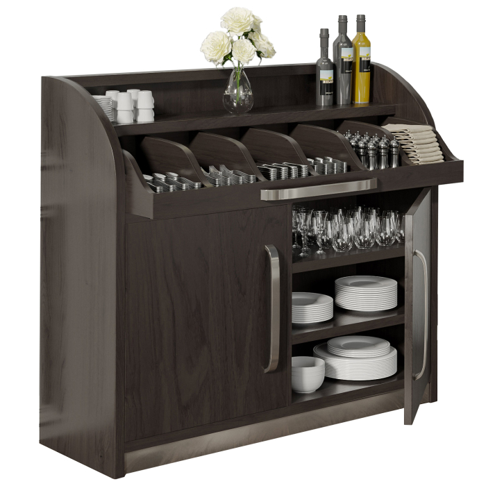 LEA | Besteckschrank | B110cm x H105 | Wenge-Schwarz | 2xTür + 4xBöden | Soft-Close
