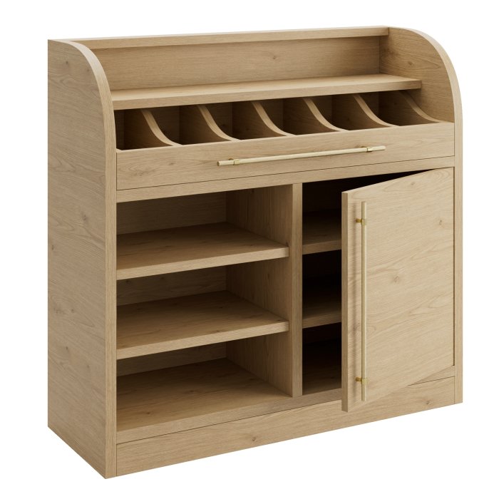 LEA | Armoire à couverts | H: 110 x 105 cm | Chêne | 1 porte + 4 étages