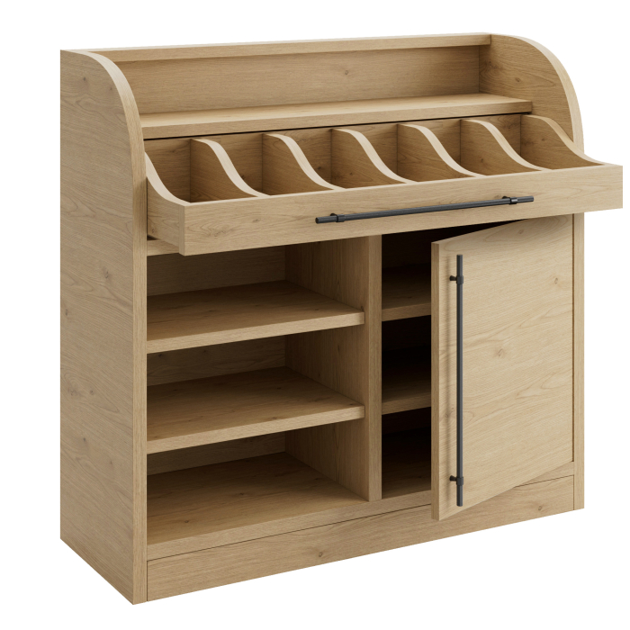 LEA | Besteckschrank | B:H 110 x 105 cm | Eiche | 1xTür + 4xBöden | Soft-Close