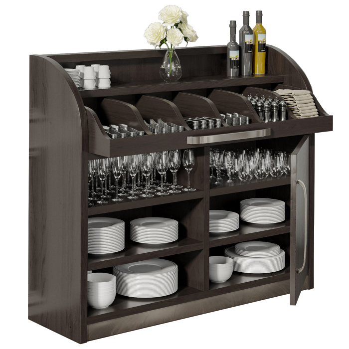 LEA | Serveringsskap | B110cm x H105 | wenge svart | 1xdør + 4xhyller | myk tett