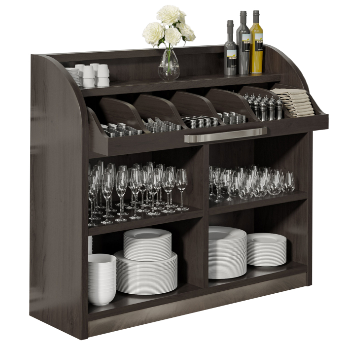 LEA | Serveringsskåp | B110cm x H105 | Wenge-Svart | 2xgolv | Mjuk stängning