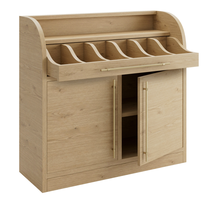 LEA | Credenza per posate | H: 110 x 105 cm | Rovere | 2 porte + 2 ripiani | Chiusura morbida