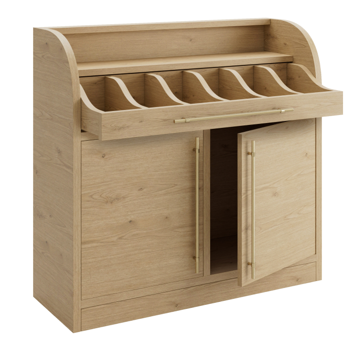 LEA | Credenza per posate | H: 110 x 105 cm | Rovere | 2 porte | Chiusura morbida
