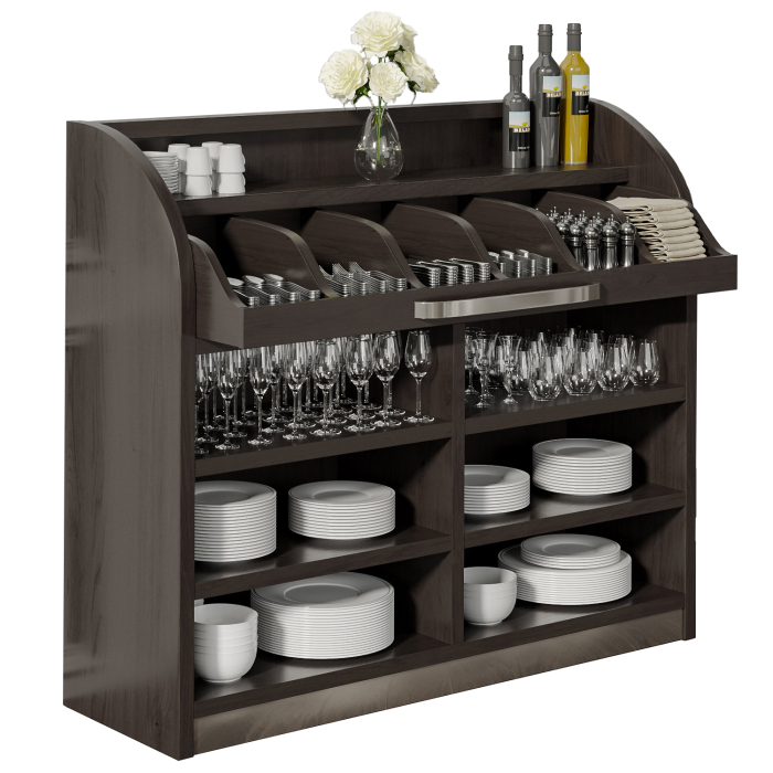 LEA | Serveringsskap | B110cm x H105 | wenge svart | 4x etasjer | myk tett