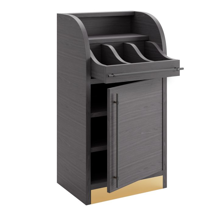 LEA | Armario para cubertería | H: 55 x 105 cm | Wengué | 1 puerta + 2 estantes | Cierre suave