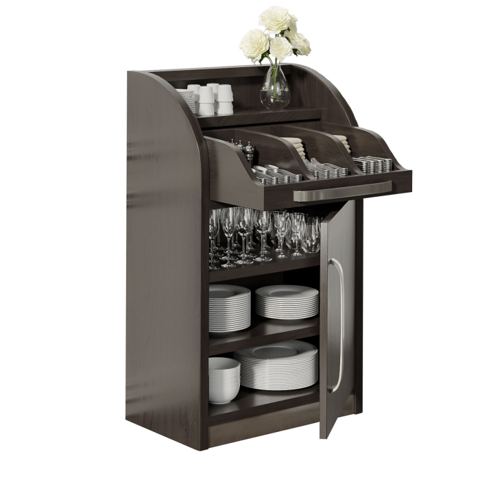 LEA | Serveringsskap | B55cm x H105 | wenge svart | 1xdør + 2xgulv | myk tett