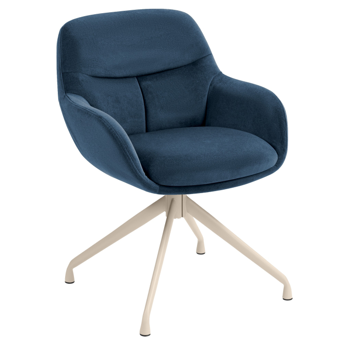 LEANO | Fauteuil d'hôtel | Velours | Bleu | Pied pivotant