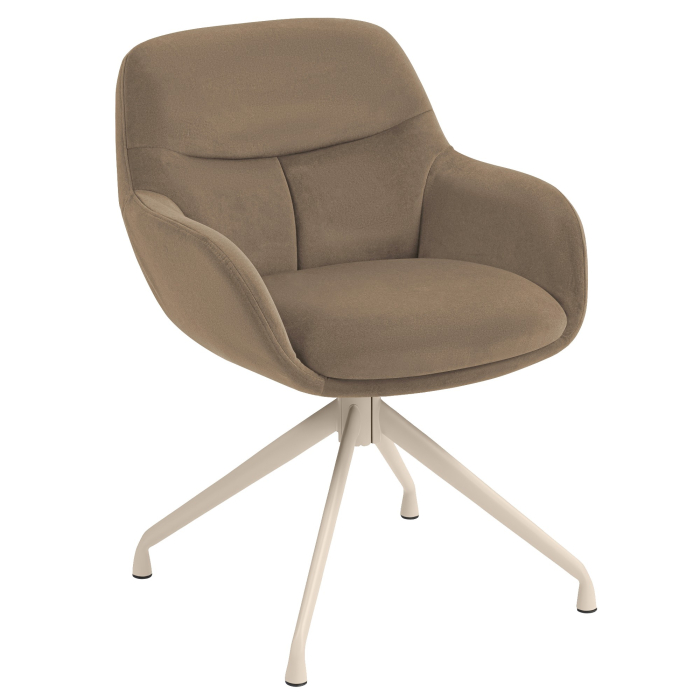LEANO | Fauteuil d'hôtel | Velours | Taupe | Piètement pivotant