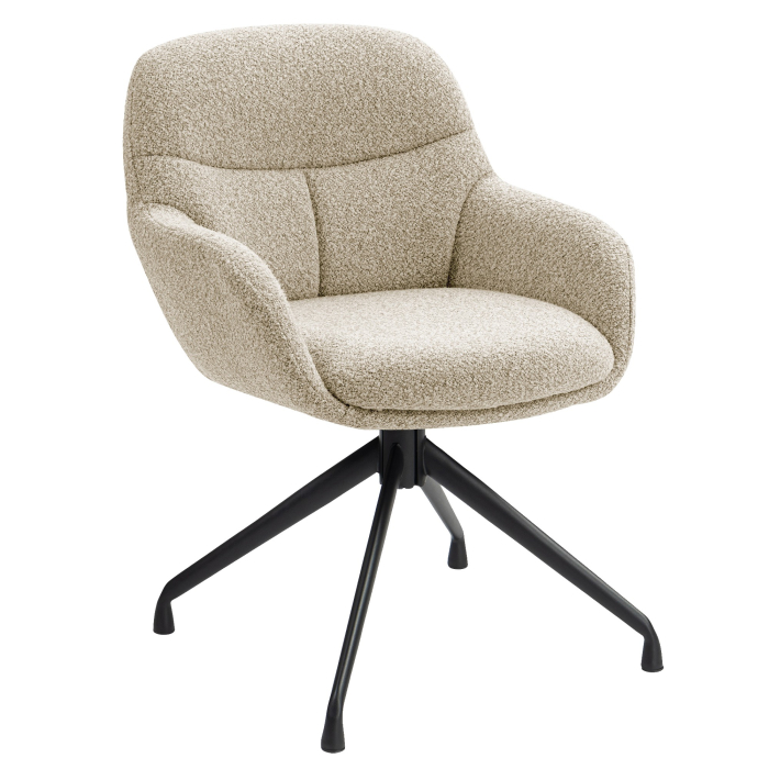 LEANO | Krzesło hotelowe | Materiał Teddy | Beżowy | Obrotowa podstawa