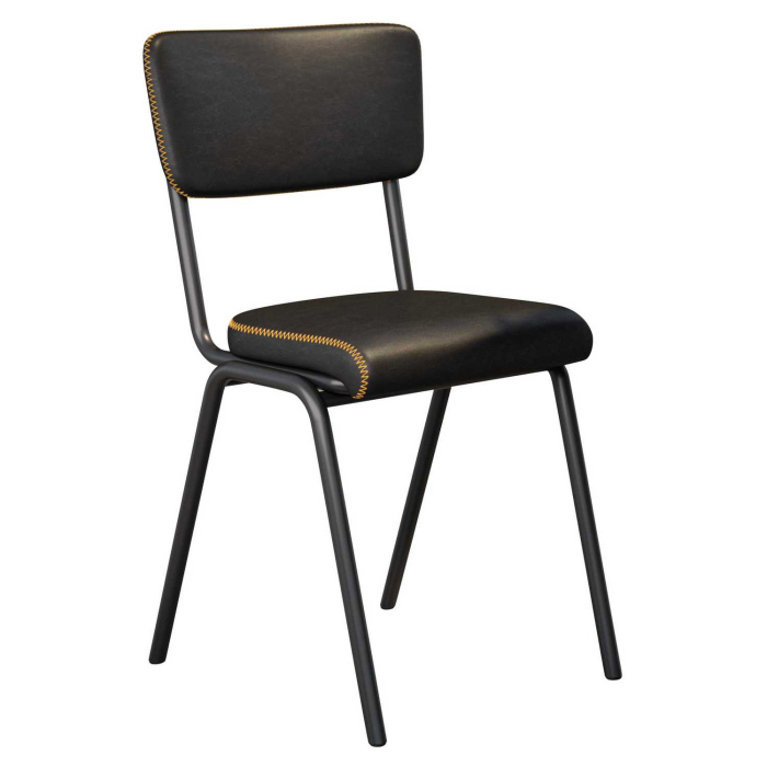 LENA | Retro Dining Chair | Black | Leather