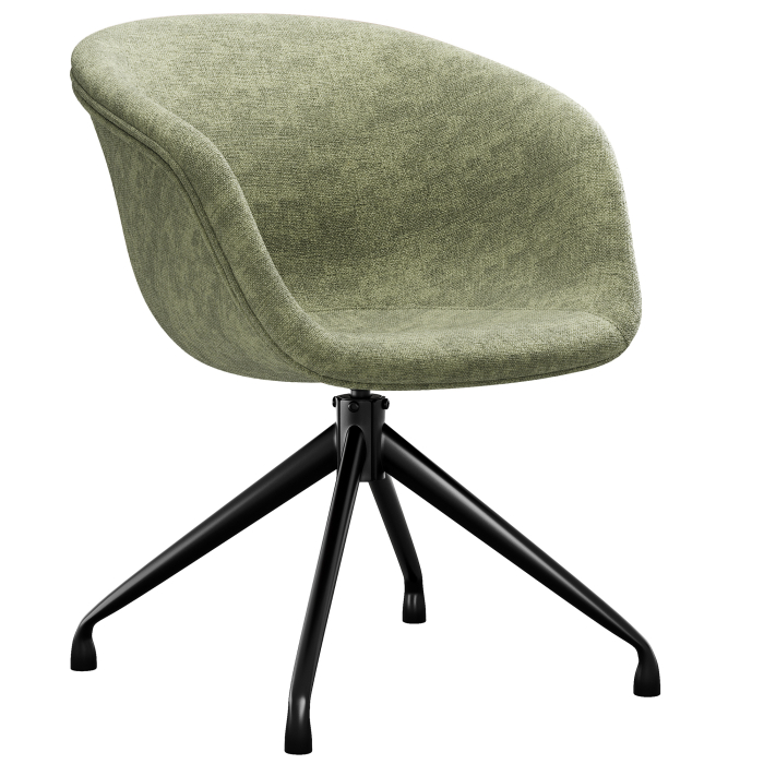 Lewis | Chaise à coque | Vert | Tissu/Textile | Pied pivotant