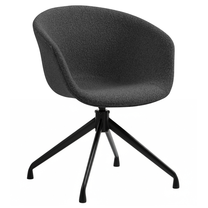 Lewis | Fauteuil coquillage | Gris foncé | Tissu Teddy | Piètement pivotant