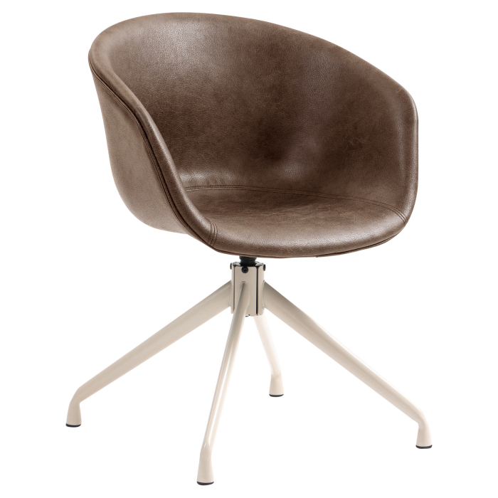 Lewis | Shell chair | Brown | Leather | Swivel base White