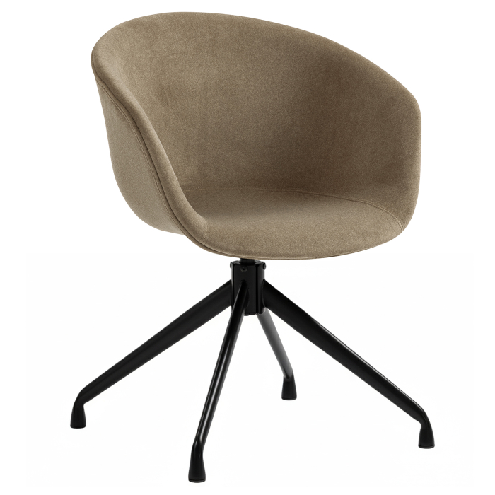 Lewis | Schelpstoel | Taupe | Fluweel | Draaivoet