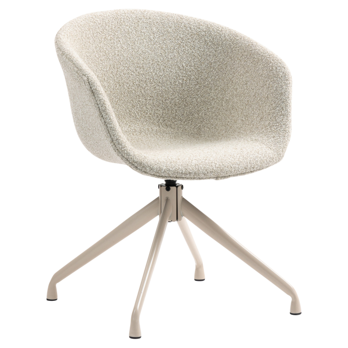 Lewis | Skalstol | Beige | Teddystof | Drejebase Hvid