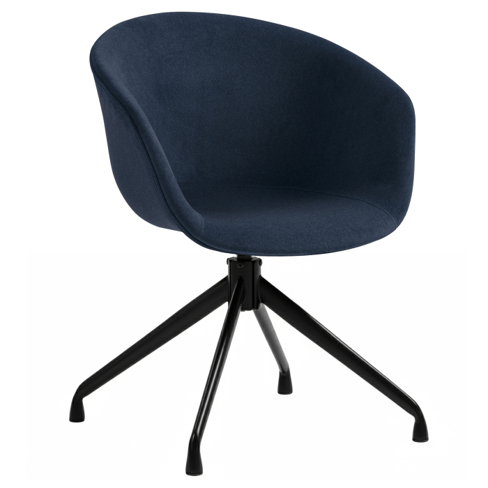 Lewis | Sedia a conchiglia | Blu | Velluto | Base girevole