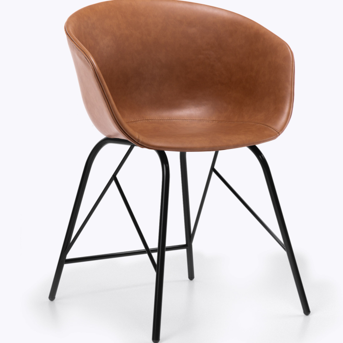 LEWIS | Schalenstuhl | Braun | Leder