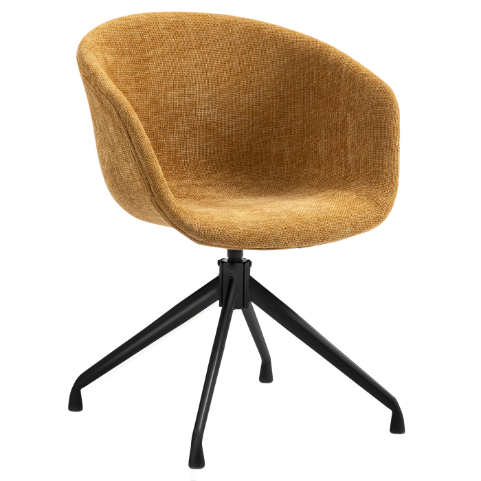Lewis | Fauteuil coquillage | Brun miel | Tissu | Piètement pivotant