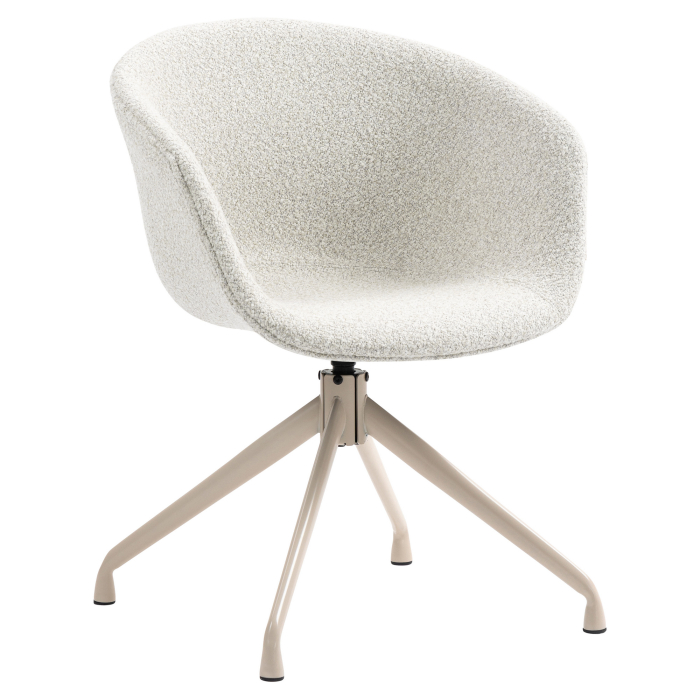 Lewis | Shell chair | Cream | Teddy fabric | Swivel base White