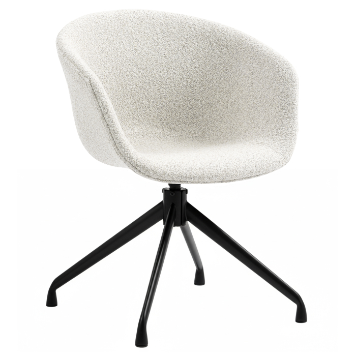 Lewis | Sedia a conchiglia | Crema | Tessuto Teddy | Base girevole