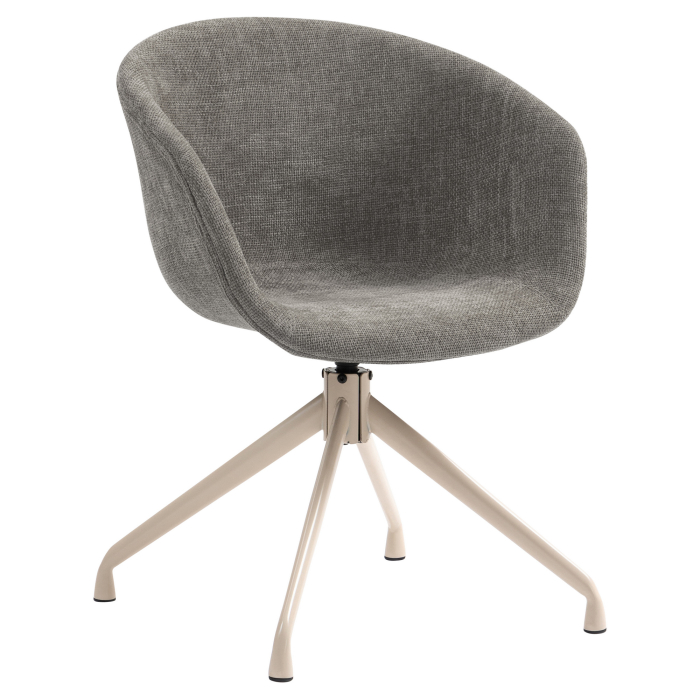 Lewis | Fauteuil coquillage | Gris | Tissu | Piètement pivotant blanc
