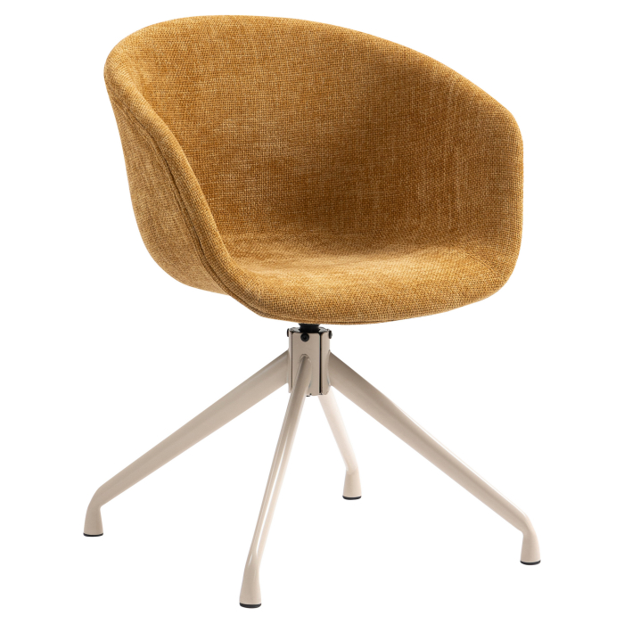 Lewis | Shell chair | Honey brown | Fabric/textile | Swivel base white
