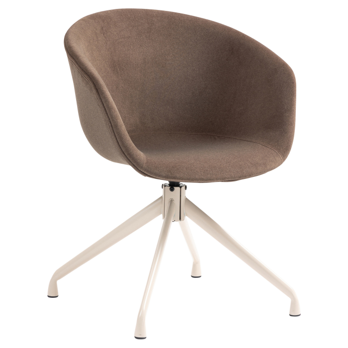 Lewis | Silla Shell | Marrón | Terciopelo | Base giratoria | Blanco