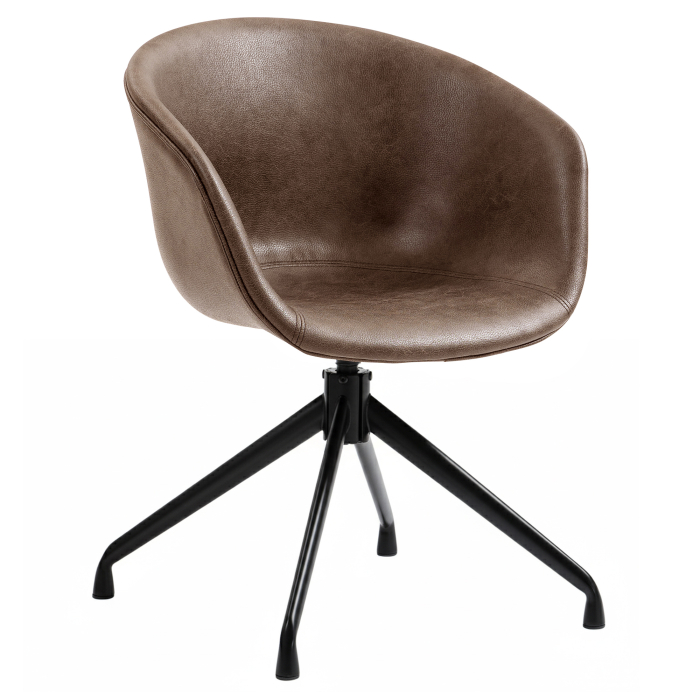 Lewis | Sedia a conchiglia | Marrone | Pelle | Base girevole