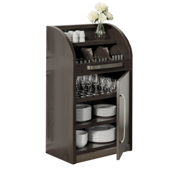 LEA | Armadio per posate | L55cm x H105 | Wengé-Nero | 1 porta + 2 scaffali