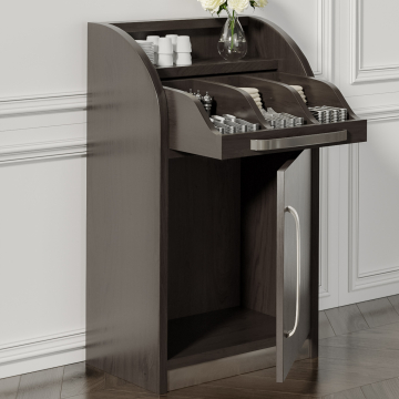 LEA | Armadio per posate | L55cm x H105 | Wengé-Nero | 1 porta | Chiusura morbida