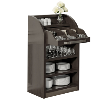 LEA | Armadio per posate | L55cm x H105 | Wengé-Nero | 2xpavimenti | Chiusura morbida