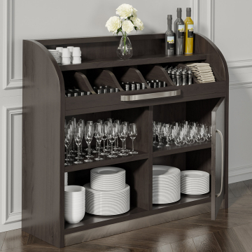 LEA | Besteckschrank | B110cm x H105 | Wenge-Schwarz | 1xTür + 2xBöden