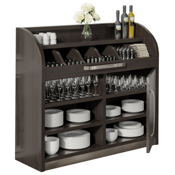 LEA | Besteckschrank | B110cm x H105 | Wenge-Schwarz | 1xTür + 4xBöden