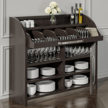 LEA | Besteckschrank | B110cm x H105 | Wenge-Schwarz | 1xTür + 4xBöden | Soft-Close