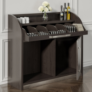 LEA | Besteckschrank | B110cm x H105 | Wenge-Schwarz | 1xTür | Soft-Close