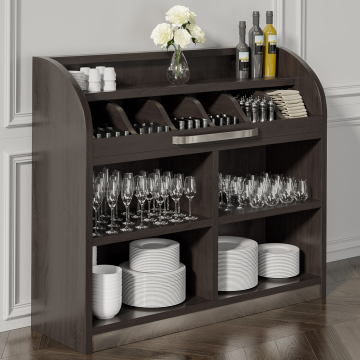 LEA | Besteckschrank | B110cm x H105 | Wenge-Schwarz | 2xBöden