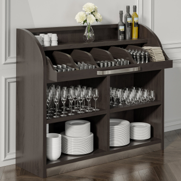 LEA | Besteckschrank | B110cm x H105 | Wenge-Schwarz | 2xBöden | Soft-Close