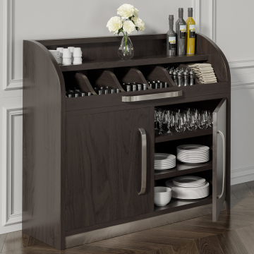 LEA | Besteckschrank | B110cm x H105 | Wenge-Schwarz | 2xTür + 4xBöden