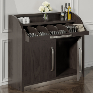 LEA | Besteckschrank | B110cm x H105 | Wenge-Schwarz | 2xTür | Soft-Close