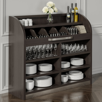 LEA | Besteckschrank | B110cm x H105 | Wenge-Schwarz | 4xBöden