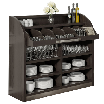 LEA | Besteckschrank | B110cm x H105 | Wenge-Schwarz | 4xBöden | Soft-Close