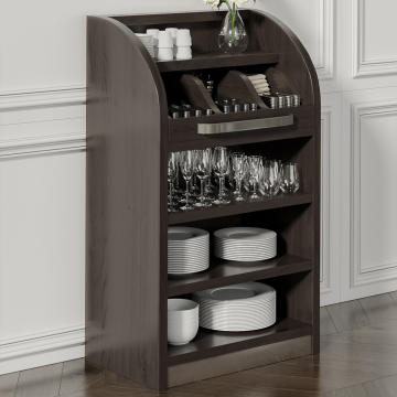 LEA | Besteckschrank | B55cm x H105 | Wenge-Schwarz | 2xBöden