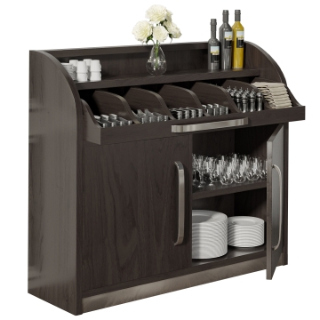 LEA | Bestekkast | B110cm x H105 | Wengé-zwart | 2x deur + 2x planken | Zacht sluiten