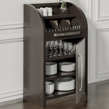 LEA | Bestekkast | B55cm x H105 | Wengé-zwart | 1x deur + 2x planken