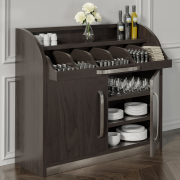 LEA | Tjenerstation | B110cm x H105 | Wenge-sort | 2xdør + 4xhylder | Blød lukning