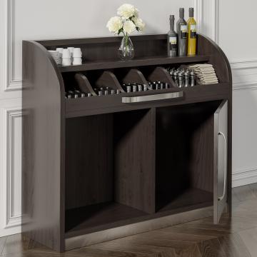 LEA | Desserte range-couverts de restaurant | L110cm x H105 | Noir wengé | 1x Porte