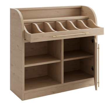 LEA | Armoire à couverts | H: 110 x 105 cm | Chêne | 1 porte + 2 étagères | Fermeture douce